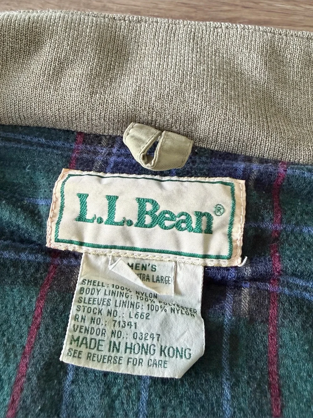 Vintage 90’s LL Bean Tan Harrington Bomber Jacket - Picture 3 of 6